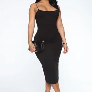 🌸🌸Fashion Nova Upgrading midi dress-Black NWT size L 🌸🌸